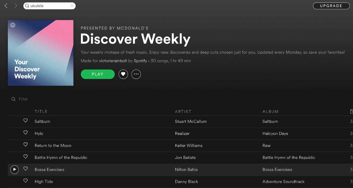 spotify的discovery Weekly功能